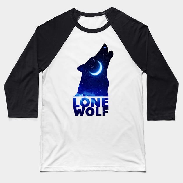 Lone wolf night Baseball T-Shirt by Boss creative